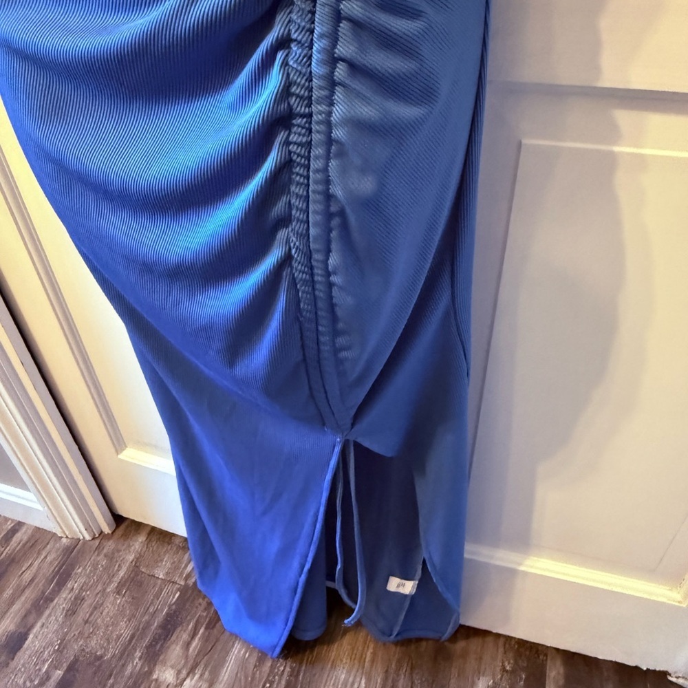 Chic Blue Ruched Maxi Dress - Picture 7 of 9